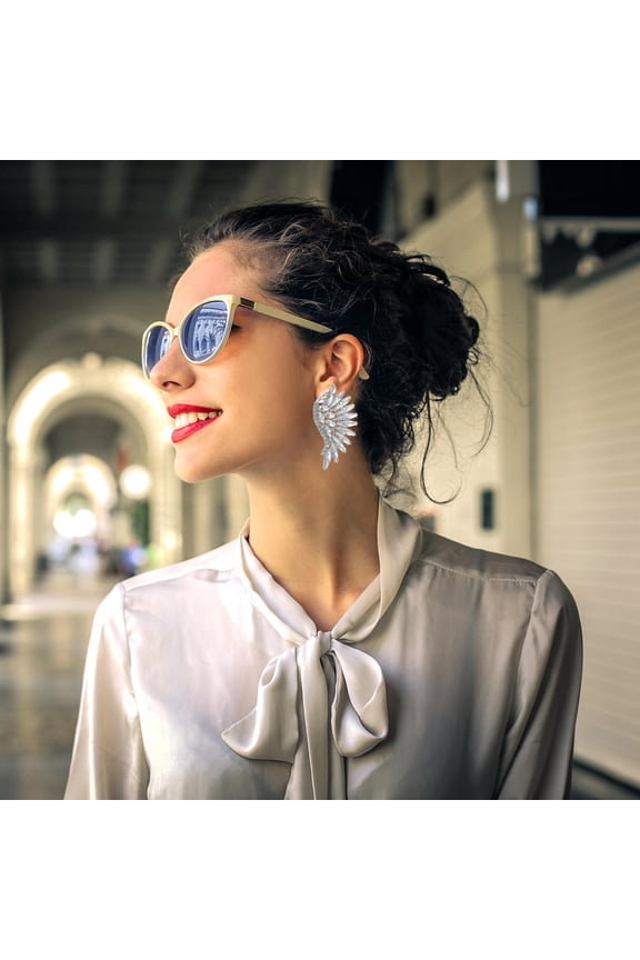 HEMOTON Angel Wing Dangle Earrings for Women Fashion Crystal Rhinestone Jewelry Lightweight Comfortable to Wear