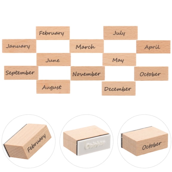 RENACLIPY date month stamp Wooden Stamps Assorted Color DIY Projects Fine Workmanship 1 Set