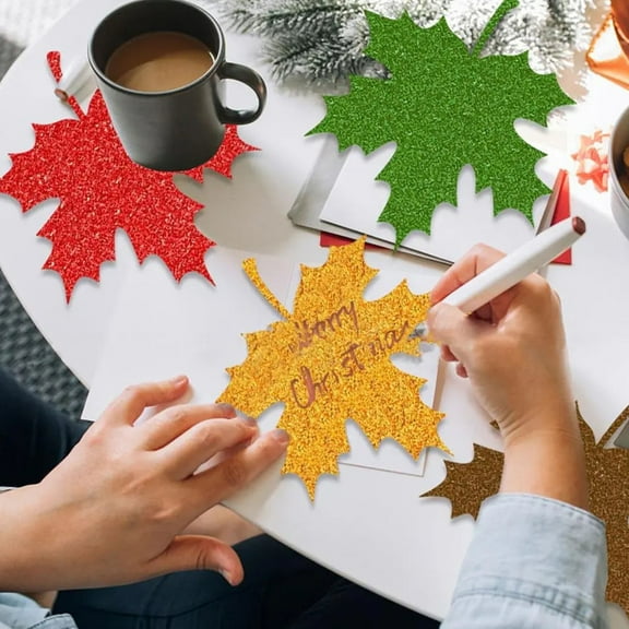 HEMOTON Assorted Color Maple Leaves Paper Cutouts for Decor and Detailed Craft Fall Thanksgiving