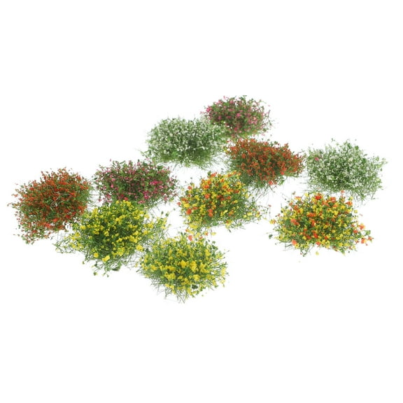 HEMOTON Assorted Color Simulated Flower Cluster for DIY Sand Table Decoration 10pcs Plastic and Nylon Grass Velvet