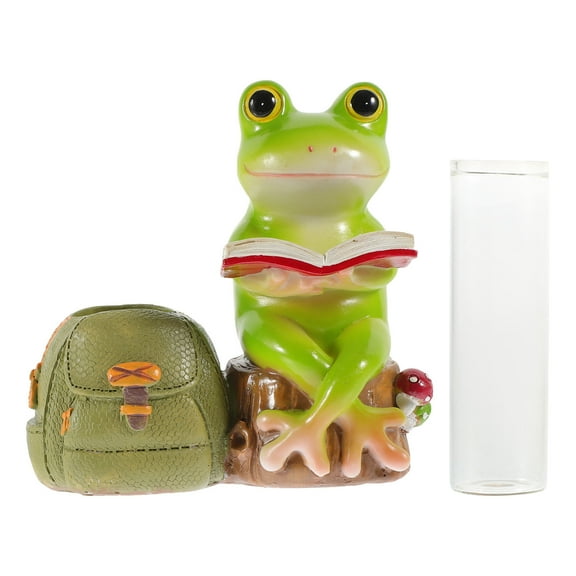 HEMOTON Assorted Vase with Resin Frog for Decoration Suitable for Home Office Yard Garden 1 Set