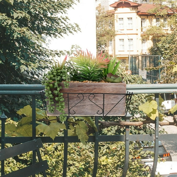 HEMOTON Balcony Flower Stand Planter Holder Railing Hanging Rack Black