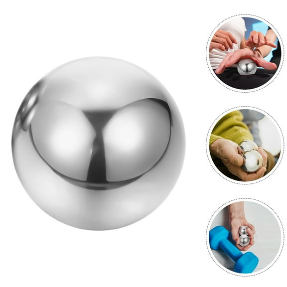 HEMOTON Baoding Balls Set of 1 Pair Hand Exercise Therapy Balls in Stainless Steel Silver for Muscle