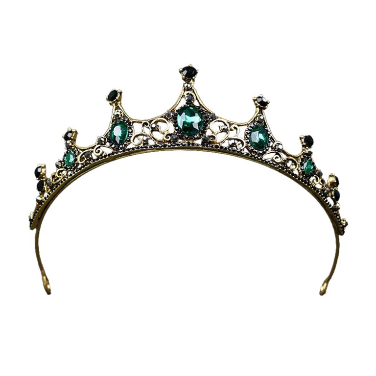 HEMOTON Baroque Green Crystal Tiara Crowns Alloy Vintage  display picture 1