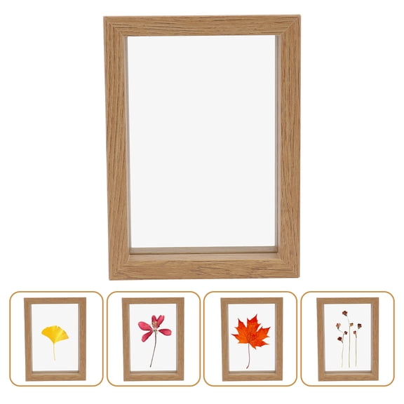 HEMOTON Beige DoubleSided Glass Photo Frame Nordic Style for House Decor Made of Safe Synthetic Material