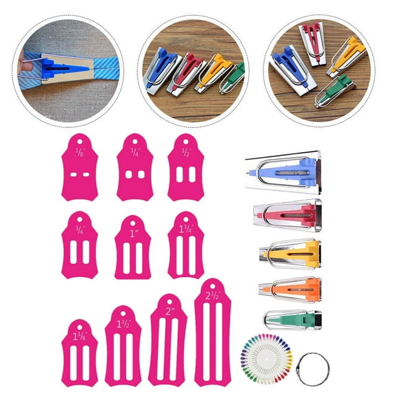HEMOTON Bias Tape Maker Tool Makers Sewing for Hemming Quilting Rosy