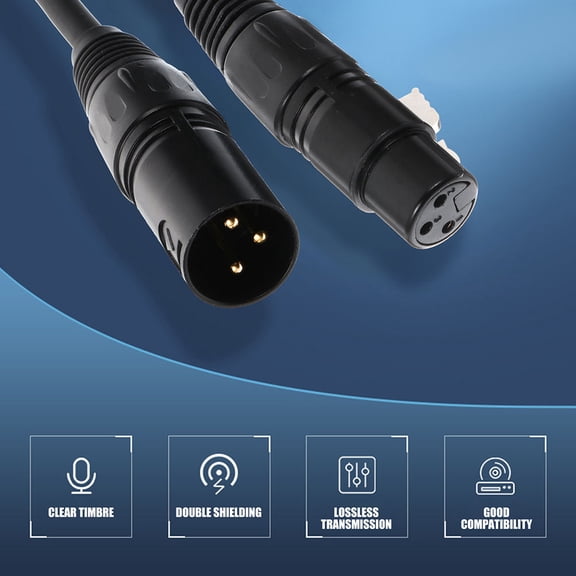 HEMOTON Black Copper Xlr Cable 1m for Guitar with Standard Slot Design and Firm Connection