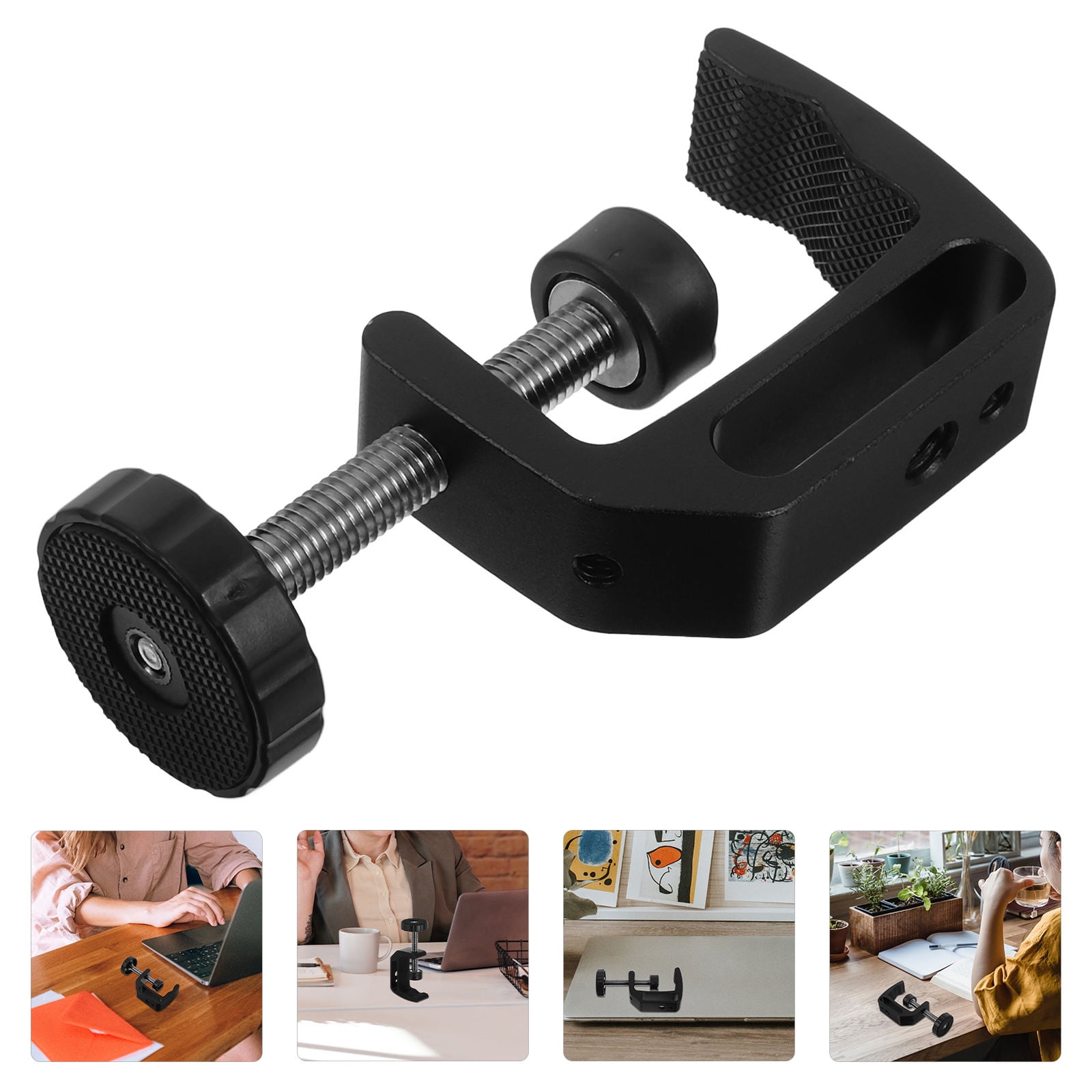 HEMOTON Black Heavy Duty C Clamps with Excellent Workmanship for Home Use Made of Aluminum 2Pcs