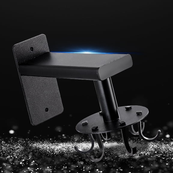 SOPOTUTU 1Pc Black Space Aluminum Kitchen Storage Rack Wall Hanging Hooks Punch Free Adjustable