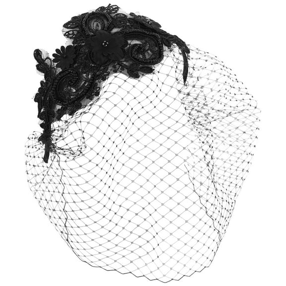 HEMOTON Black Mesh Veil Headband for Wedding Decor Use Fabric Glamorous Women's Hair Accessory 1 Piece