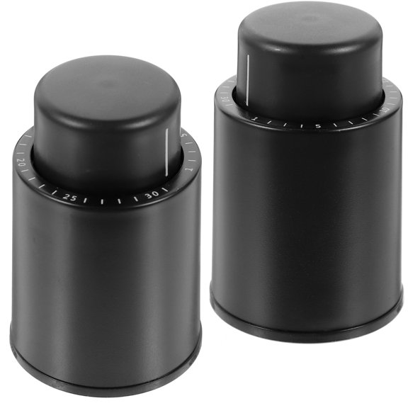 HEMOTON Black Plastic Wine Bottle Stopper for LongLasting Freshness with Time Scale and AirTight Seal