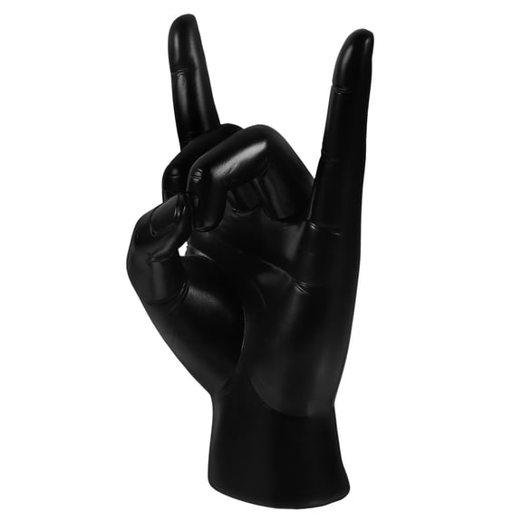 Hytrove Resin Rock Gesture Statue Black For Home Decor Accents 1Pcs 7.7X4.7X3.3In