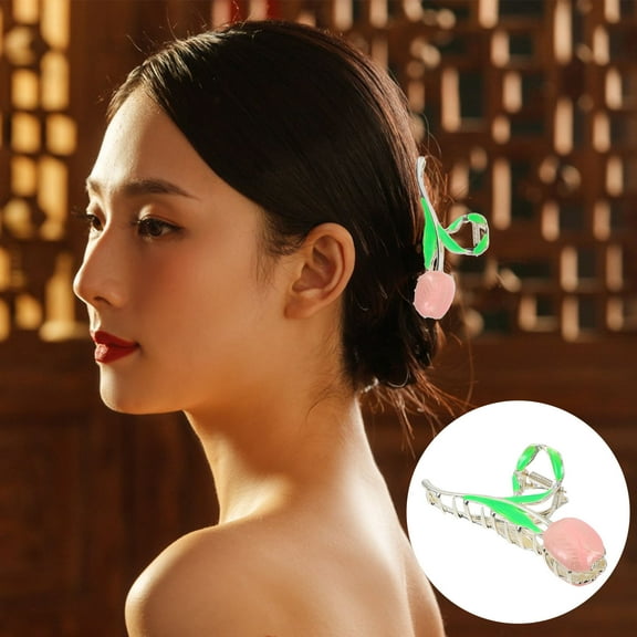 HEMOTON Tulip Flower Hair Claw Clip for Women in Pink Metal Color Fits All Hair