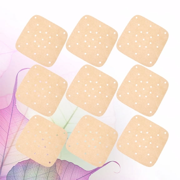 HEMOTON Brown Air Fryer Paper NonStick Grill Mat for Cooking at Home Strong Fiberglass Pad Resists High Temperatures 100 Pieces