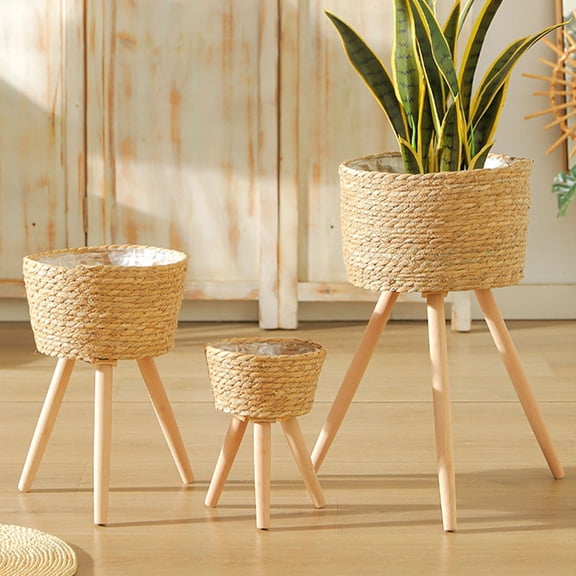 Phenofice Brown Woven Flower Basket For Homeowners 1Pcs 9.4X7.1X7.1In