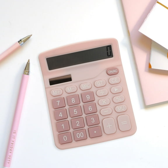 HEMOTON Calculators Solar Calculator Easy-to-use Calculator Office 14.5X12X2.5CM Pink