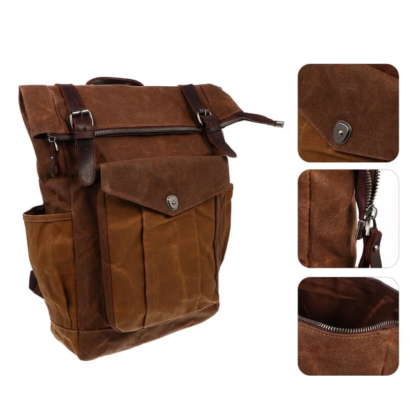 SOPOTUTU Back to School Outdoor Sports Backpack Wax Oil Canvas 1Pcs