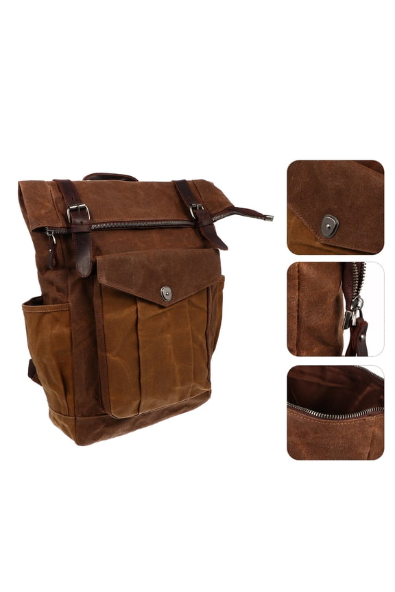 Back to Canvas Bag Backpack Coffee Wax Oil Canvas 1Pcs