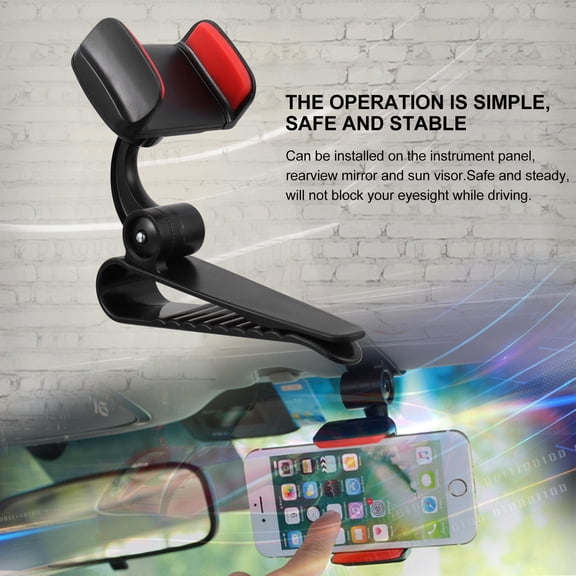 EXHUMKY 1Pc Universal Red Car Phone Rack with Adjustable Rotation and Safe Stable Grip