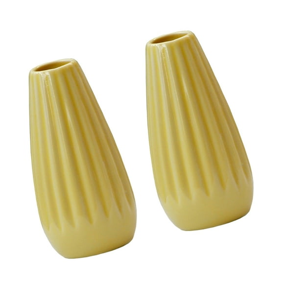HEMOTON Ceramic Flower Vase in Yellow for Elegant Home Decoration and Fresh Bouquet Arrangement 2pcs