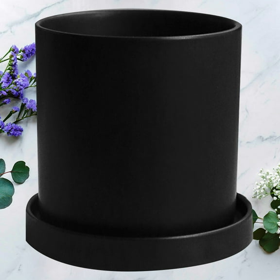 HEMOTON Ceramic Flowerpot Garden Troughs Plants Floral Decorations Black