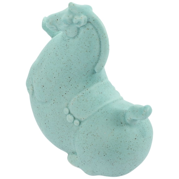 HEMOTON Light Green Ceramic Horse Figurine for Bookshelf Decor, Tea Pet Statue, 3.5 Inches