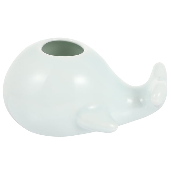 RENACLIPY 1Pc Blue Whale Shaped Ceramic Vase Decorative Household Ornament