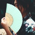 thumbnail image 1 of HEMOTON Chinese Hand Held Folding Fan for Decor Multi Color 6pcs Bamboo Cloth Fans, 1 of 8