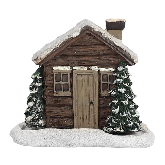 HEMOTON Christmas Cabin Resin Incense Burner Dark Brown Desktop Ornament for Decoration 3.5 x 3 x 2.5 inches