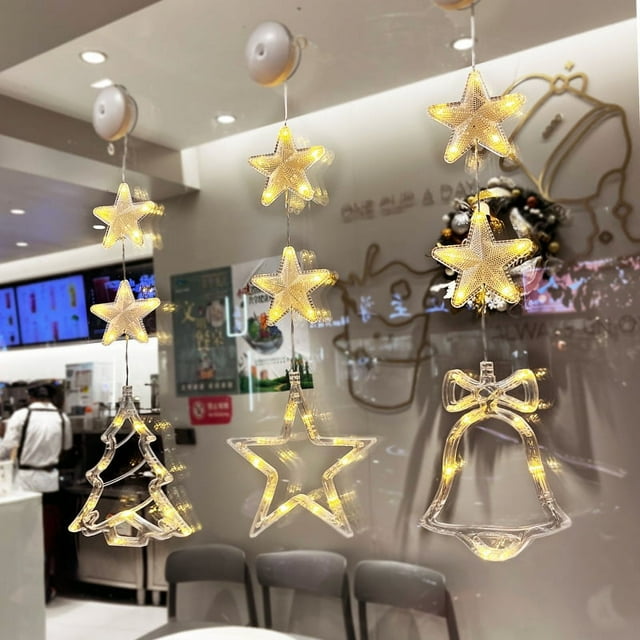 HEMOTON Christmas Window Light Suction Cup Light Christmas Party