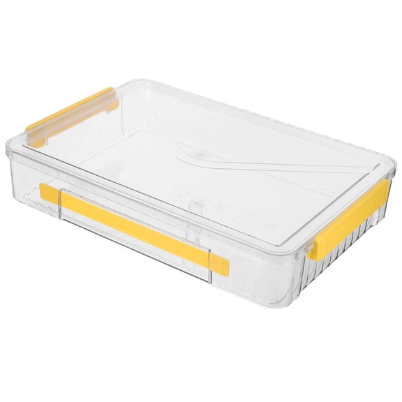 HEMOTON Clear Document Organizer Box Holder for ID Cards Portable Project Case with Handle Clear Storage Box File Document Protector Container