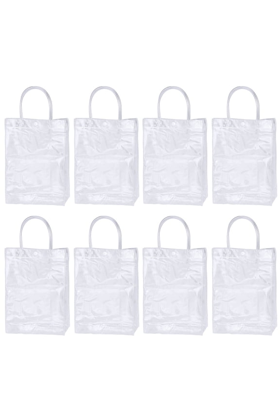 Clear Tote Bag Made of Durable PVC Perfect for Storage Use Gifts Wrap with Handle 8 Pieces
