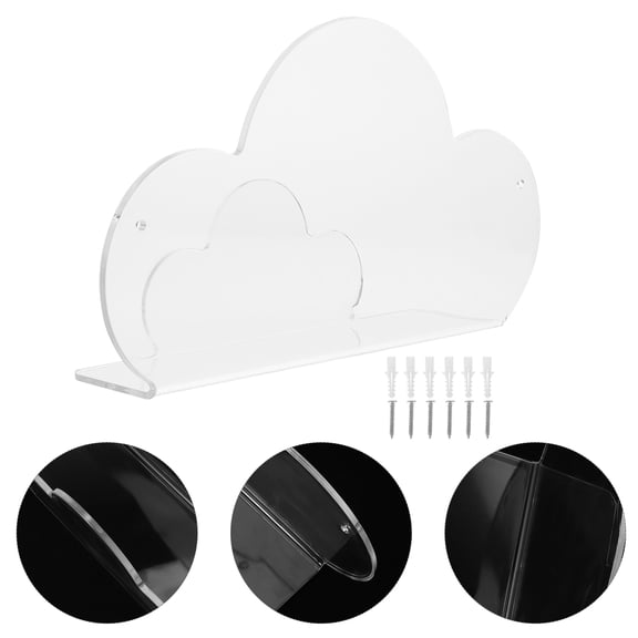 HEMOTON Clouds Shelves Cloud Shelf Non-punch Shelf 30X16.5X7CM Transparent