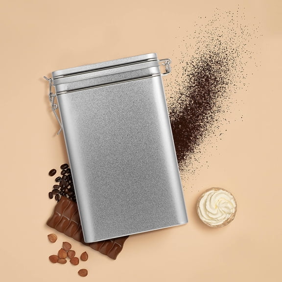 HEMOTON Coffee Keeper Container Airtight Stainless Storage Jars Bean Travel Silver