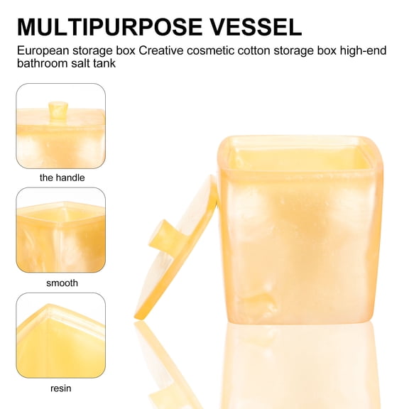 HEMOTON Cosmetic Cotton Storage Box Boxes with Lids Organizer Pad Yellow