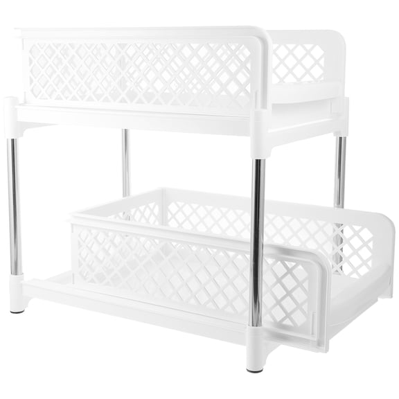 HEMOTON Countertop Storage Shelf Dressing Table Organizer Cabinet Bathroom White