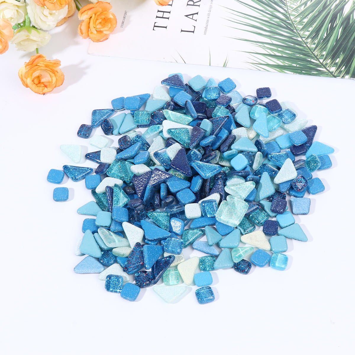 HEMOTON Colorful Craft Mosaic Tiles for Projects, Crystal Decorative Stones, Art Supplies for Kids and Adults