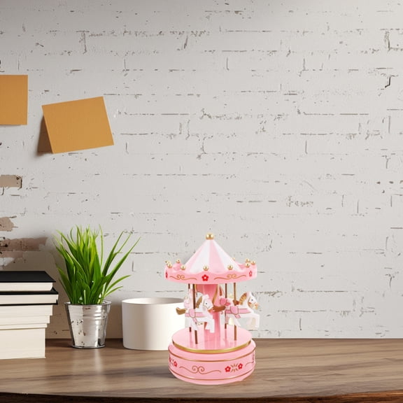 UPGRATOR Desk Toys Pink Miniature Carousel For Musical Lovers 1Pcs 7.1x4.1x4.1in