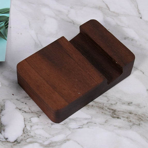 HEMOTON Creative Mobile Phone Stand Universal Desktop Phone Bracket Wooden Phone Stand Portable Smartphone Holder (Dark Color)