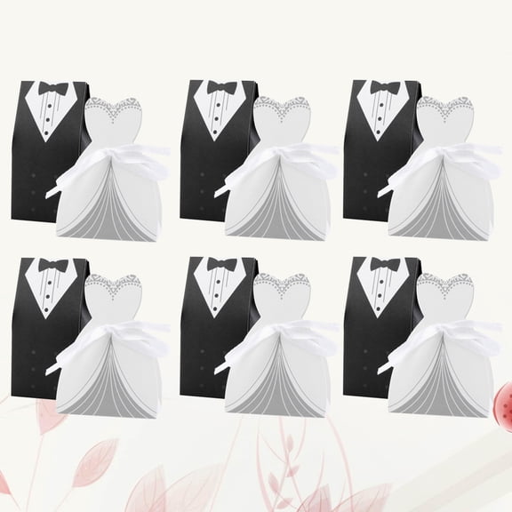 HEMOTON Creative Wedding Candy Box Fashion Gift Box for Bridal Shower Party Favors Made of White Cardpaper Assorted Color