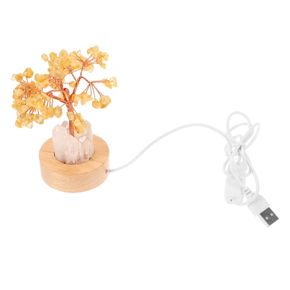 HEMOTON Crystal Tree Night Light Money Tree Gemstone Lamp Crystal Desktop Light Bedside Lamp
