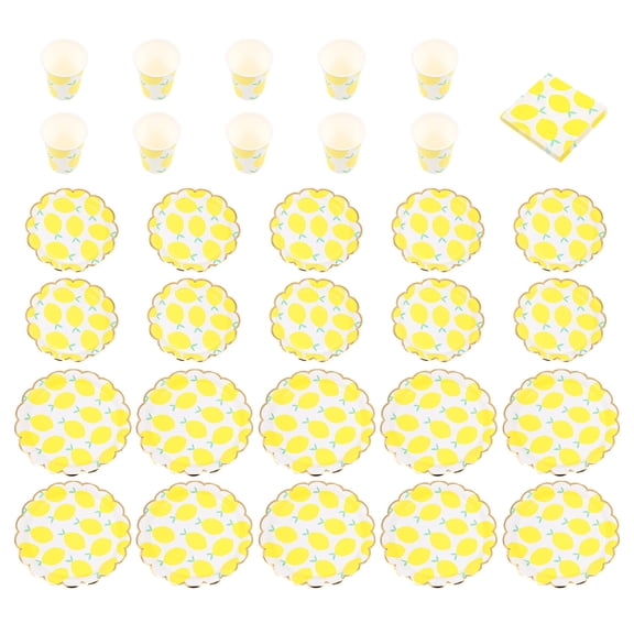 HEMOTON  Cups for Party Fruity Paper Plates Birthday Supplies Pool Banquet Yellow