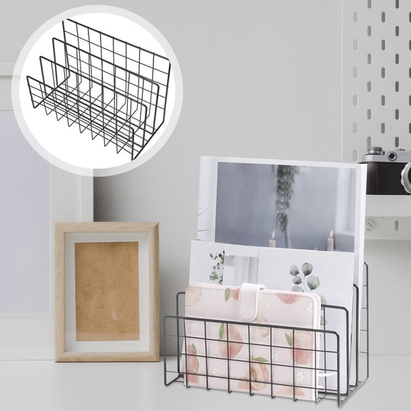 HEMOTON Cute Desk Accessories Storage Mail Sorter Organizer Office Black