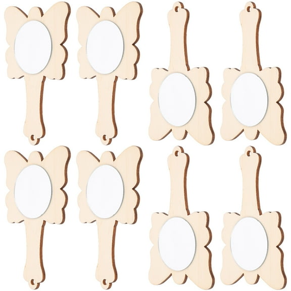 EXHUMKY Butterfly Shape Wood Mirror Light Yellow 8Pcs 5.3X3.3X0.2In