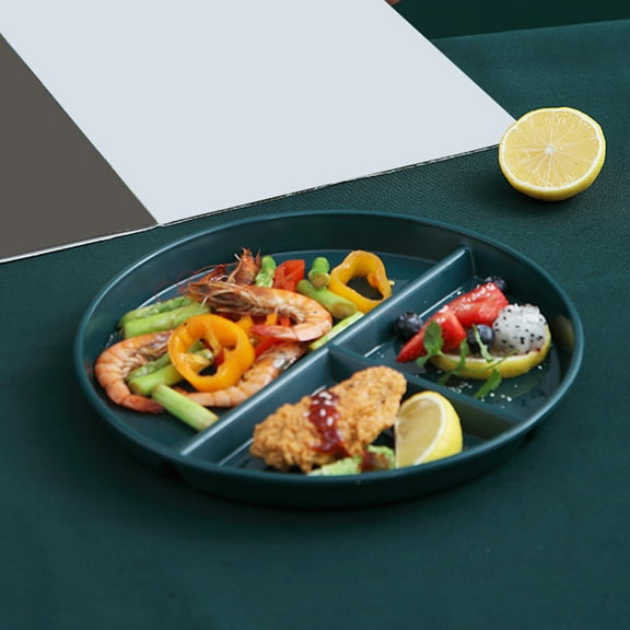 HEMOTON Dark Green Plastic Threegrid Plate for Home Use Durable and Easy to .8 Inches