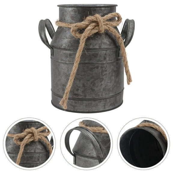 HEMOTON Decor Decorative Retro Tin Flower Bucket Large Pots Decoration