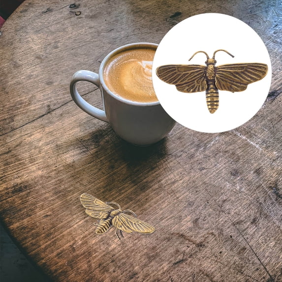 HEMOTON Decor Small Copper Ornaments Dragonfly Figurine for Office 5.9X3.5CM Golden