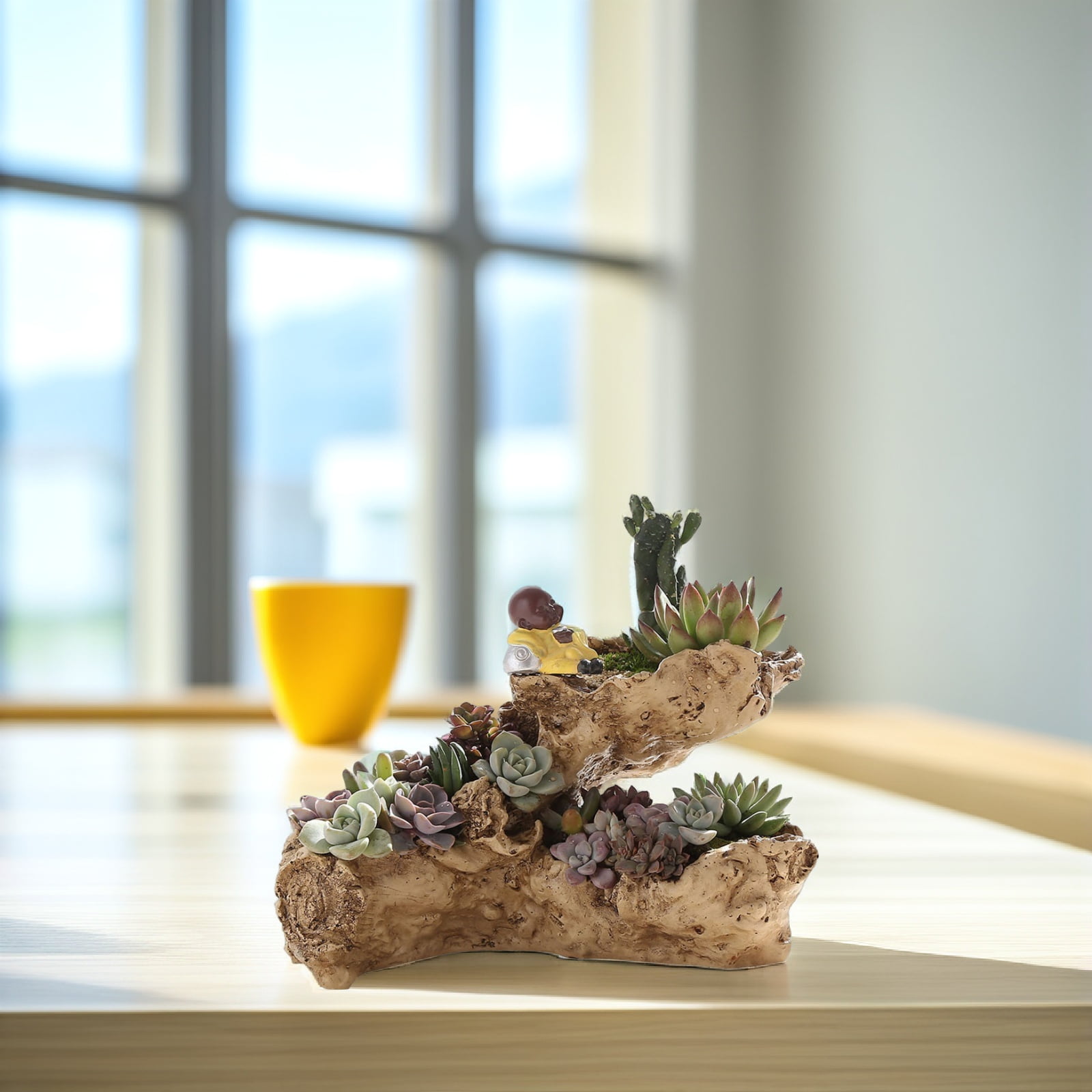 YOSADIER Multilayer Resin Planter Resin Driftwood Planter Brown Decorative Home Decoration 3 Pots