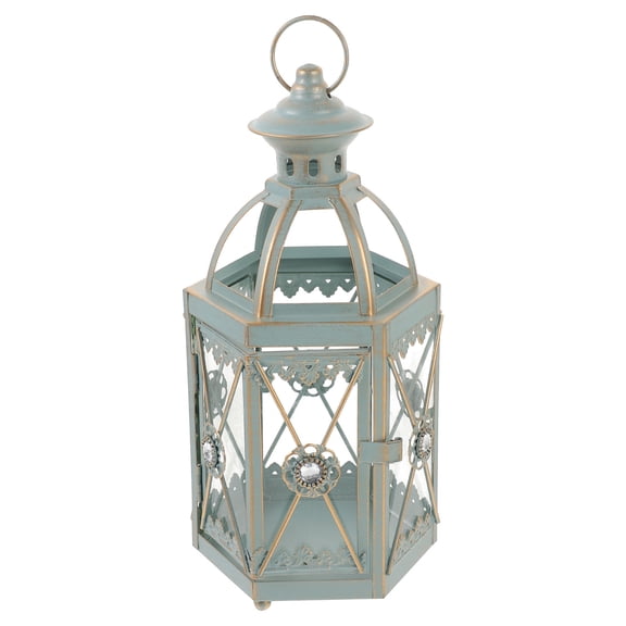 HEMOTON Desktop Candle Lantern Vintage Decorative Candle Stand Outdoor Wind-proof Candle Holder
