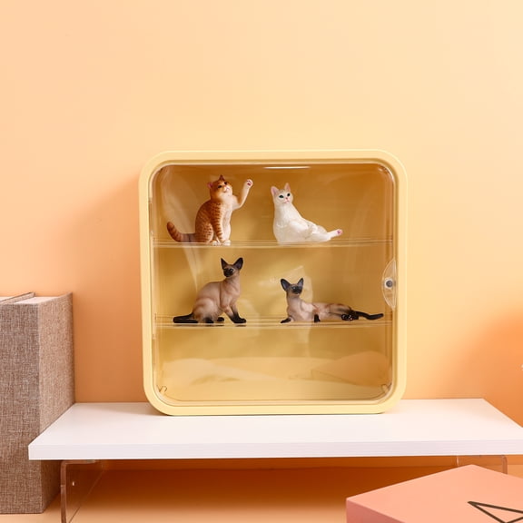 HEMOTON Display Case Wall Mount Small Display Cabinet Figure Display Shelf Adhesive Figure Collection Case Display Rack